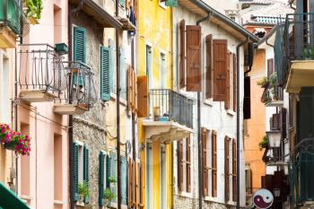 Street view with colorful facades, Garda, Italy
