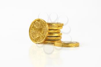 Gold foil covered chocolate coins
