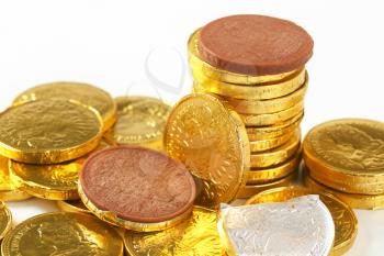 Gold foil covered chocolate coins
