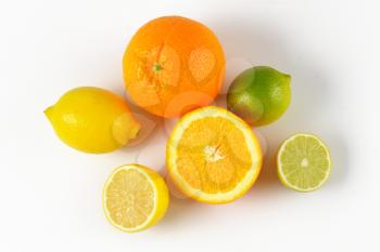 fresh citrus fruit on white background