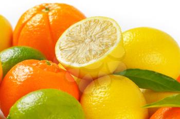 heap of fresh citrus fruit - close up
