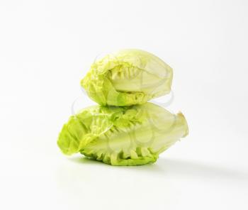 Two fresh little gem lettuce heads
