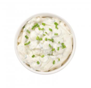 bowl of creamy cheese spread with chives