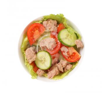 bowl of fresh vegetable salad with tuna