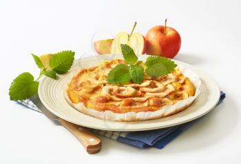 homemade apple pie on white plate