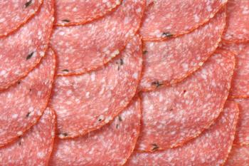 thin slices of spicy salami - full frame