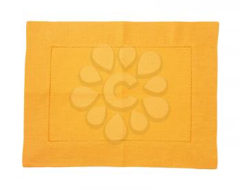 yellow cloth place mat on white background