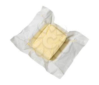 block of fresh butter on a wrapper