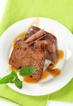 Slices of chocolate ginger cake