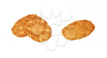 butter waffle cookies on white background
