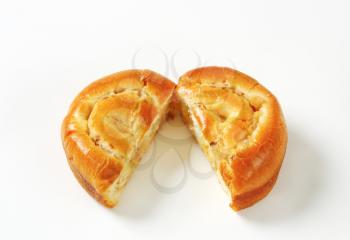 Yeast bun with apple and custard filling