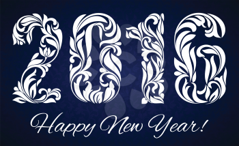 Decorative fonts 2016 decorated with a decorative pattern for Happy New Year celebrations.