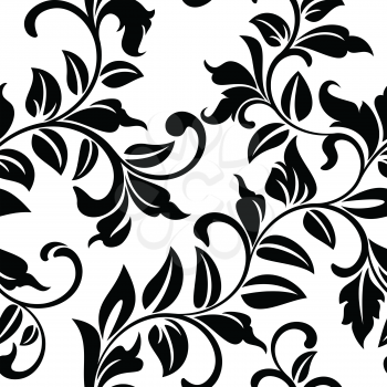 Seamless pattern with white floral tracery on a white background