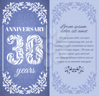 Luxury template with floral frame and a decorative pattern for the 30 years anniversary. There is a place for text