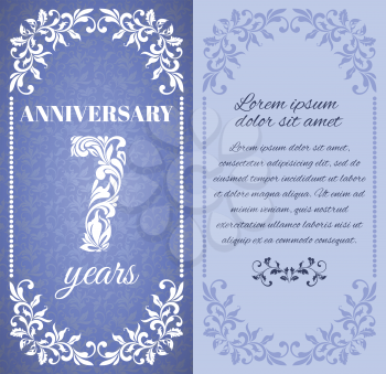 Luxury template with floral frame and a decorative pattern for the 7 years anniversary. There is a place for text