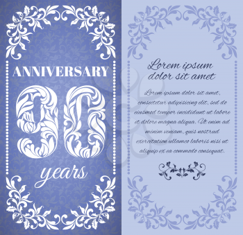 Luxury template with floral frame and a decorative pattern for the 90 years anniversary. There is a place for text