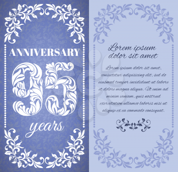 Luxury template with floral frame and a decorative pattern for the 95 years anniversary. There is a place for text