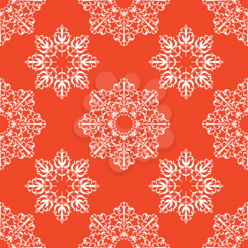 Seamless pattern with snowflakes on a red background