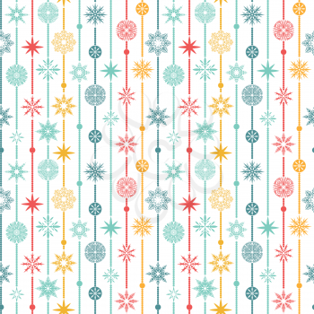 Seamless vector pattern: Christmas garland on a white background