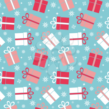 Vector seamless gift pattern on a blue background