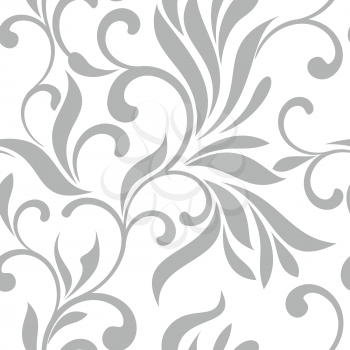 Seamless pattern with gray swirls on a white background