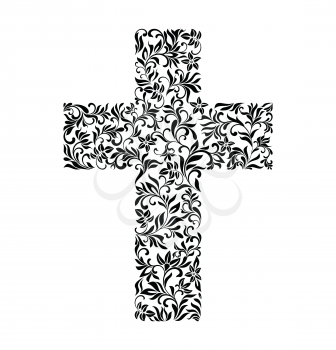 The Cross from a floral ornament on a white background.
