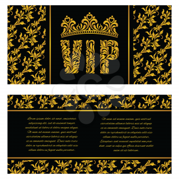 The luxurious design of the booklet. Inscription VIP of floral decorative pattern. There is a place for text.