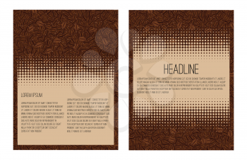 Brochure layout template flyer design. Vector background made in coffee beans