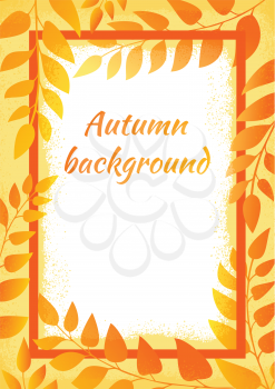 Vertical vector frame of yellow autumn leaves.