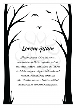 Frame for the text of the black outlines of trees on a white background