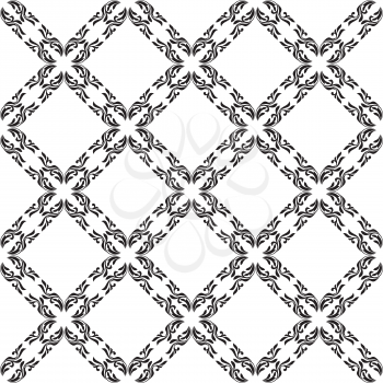 Elegance seamless pattern with decoration floral tracery on a white background.