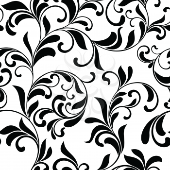 Classic seamless pattern. Tracery of swirls and leaves  on a white background. Vintage style