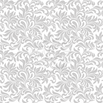 Seamless pattern. Tracery of gray floral abstract element on a white background. Vintage style. The pattern can be used for printing on textiles, wallpaper, packaging