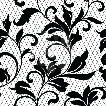 Lace black seamless pattern with flowers on white background
Lace floral background for your design wallpapers, wrapping,  pattern fills, package 