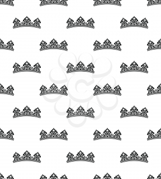 Seamless pattern with crown from floral ornament leaves on a white background.