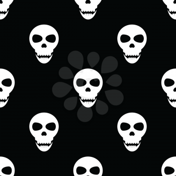 Seamless pattern with skulls on a black background