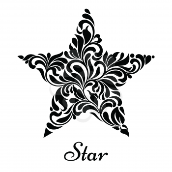 Star created from abstract flower ornament isolated on a white background.