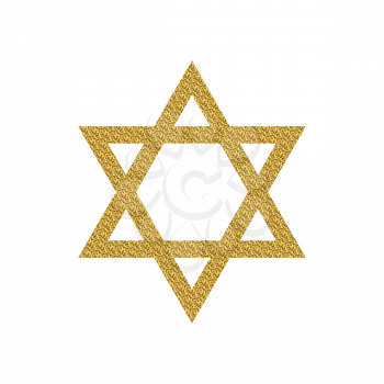 Vector illustration of Magen David with golden glitter. Star of David isolated on a white background