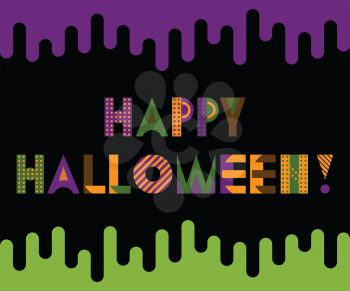 HAPPY HALLOWEEN. Trendy geometric font in memphis style of 80s-90s. Inscription on  a black background.
