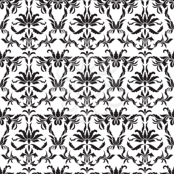 Damask seamless pattern. Ornate floral design in royal  baroque style on a white background. Ideal for textile print and wallpapers.