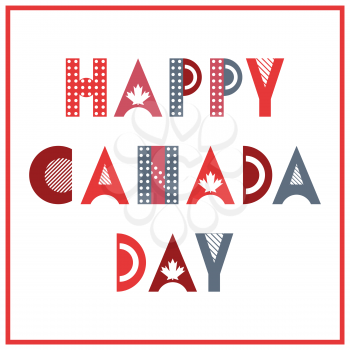 Happy Canada Day. Text isolated on white backgroundTrendy geometric font in memphis style of 80s-90s