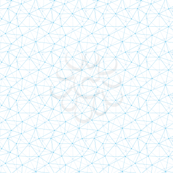 Vector seamless pattern. Blue abstract grid background with circles. Network, Technology Background.
