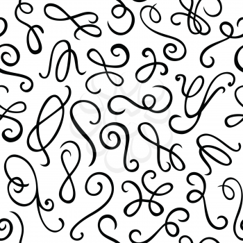 Seamless pattern. Hand drawn elements curls isolated on the white background. 