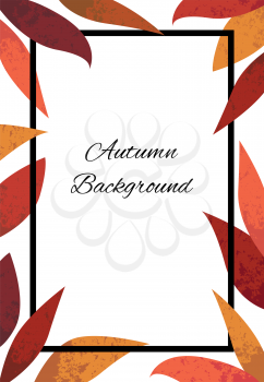 Rectangular frame of autumn leaves with texture. Suitable for greeting card, banner, poster