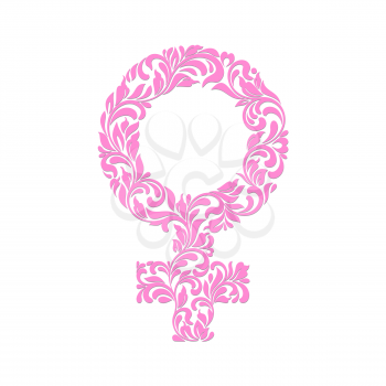 Woman symbol from a floral ornament. Female sign isolated on a white background.