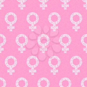Seamless pattern. Female symbols from a floral ornament on a decorative pink background. Texture for print, wallpaper, home decor, textile, package design, invitation or website background. 