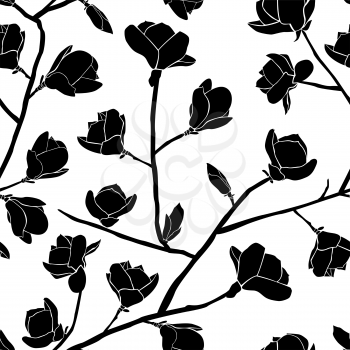 Floral Seamless pattern. Blooming magnolia isolated on a white background.
Texture for web, print, wallpaper, home decor, spring fashion fabric, textile, invitation or website background.
