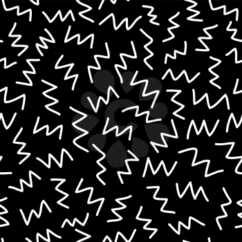 Seamless pattern. White zigzags on a black background. Art Texture for print, wallpaper, home decor, textile, package design