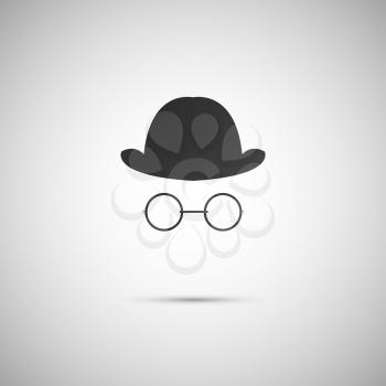 Vector hat with old glasses on background.