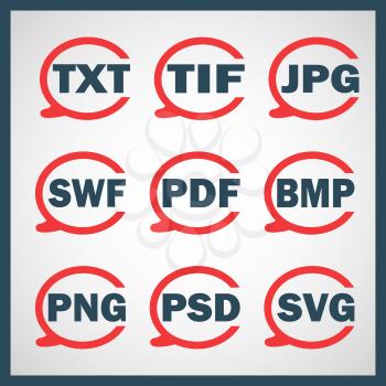     Set of icons indicating the digital formats.